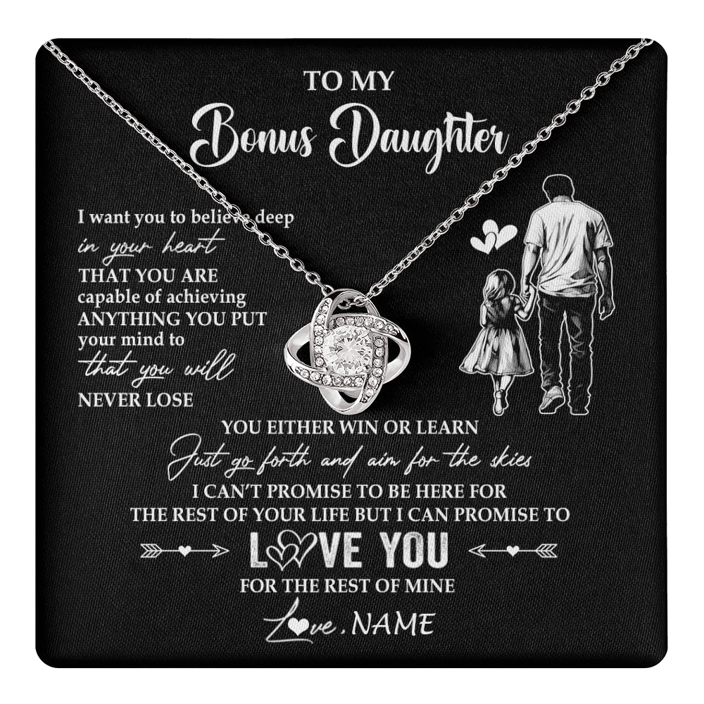 Personalized To My Bonus Daughter Necklace You Will Never Lose From Stepdad Dad Stepdaughter Birthday Gifts Christmas Customized Gift Box Message Card