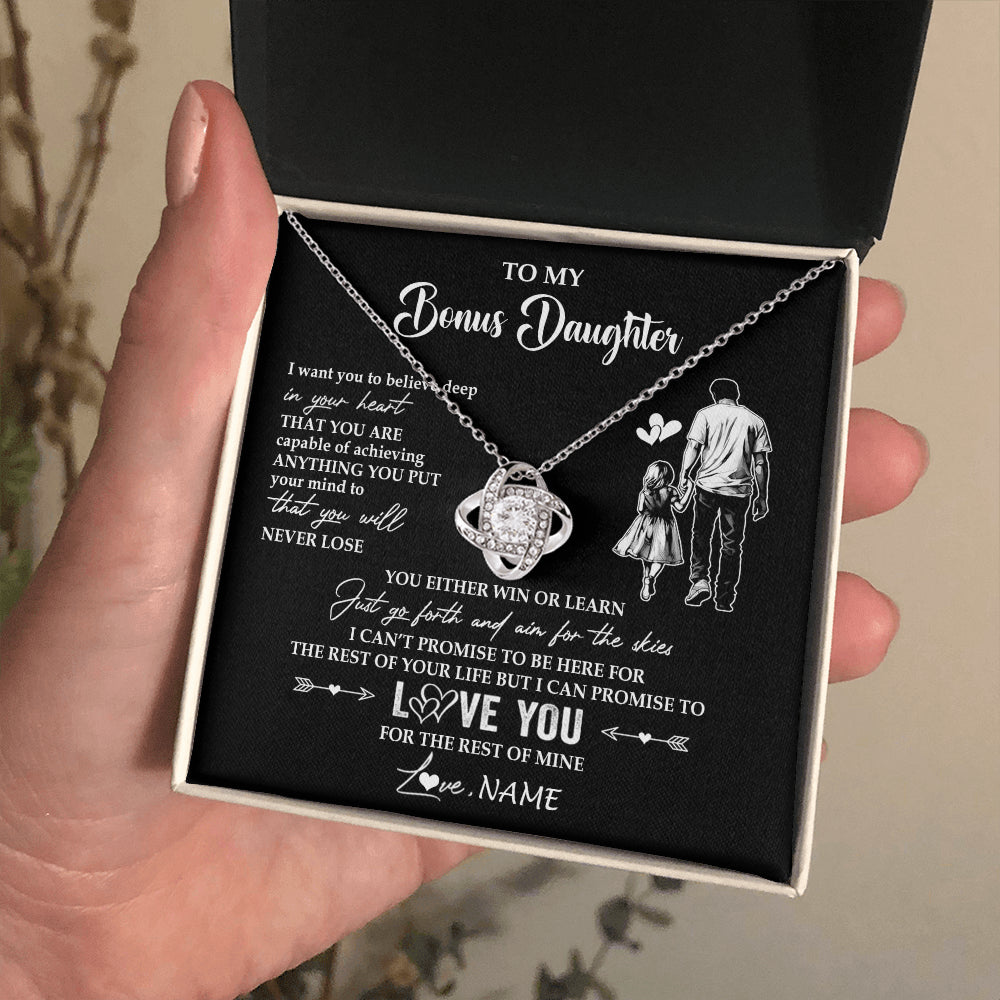 Personalized To My Bonus Daughter Necklace You Will Never Lose From Stepdad Dad Stepdaughter Birthday Gifts Christmas Customized Gift Box Message Card