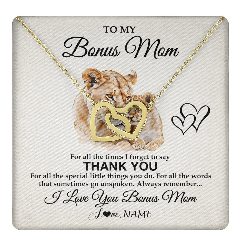 Personalized To My Bonus Mom Necklace From Stepdaughter Thank You Lion Stepmom Gift For Mothers Day Birthday Gift Christmas For Step Mom Gift Box Message Card