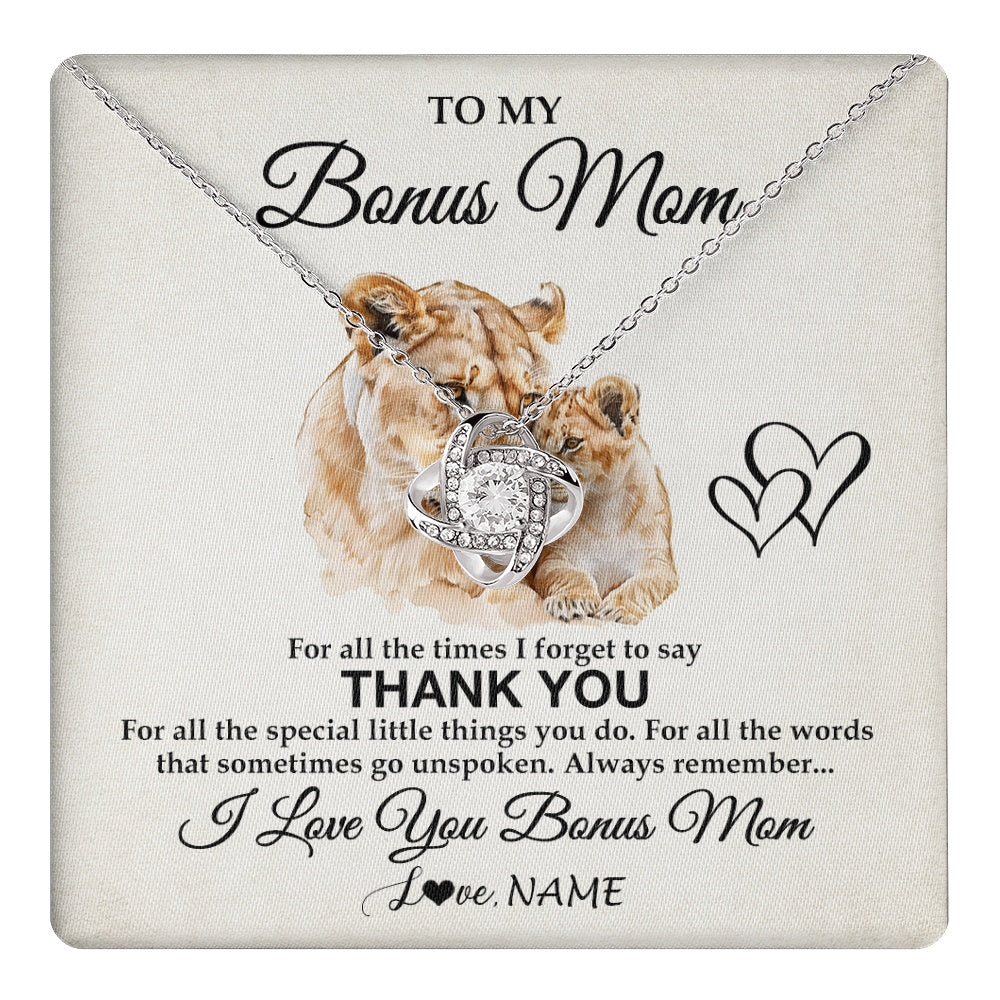 Personalized To My Bonus Mom Necklace From Stepdaughter Thank You Lion Stepmom Gift For Mothers Day Birthday Gift Christmas For Step Mom Gift Box Message Card