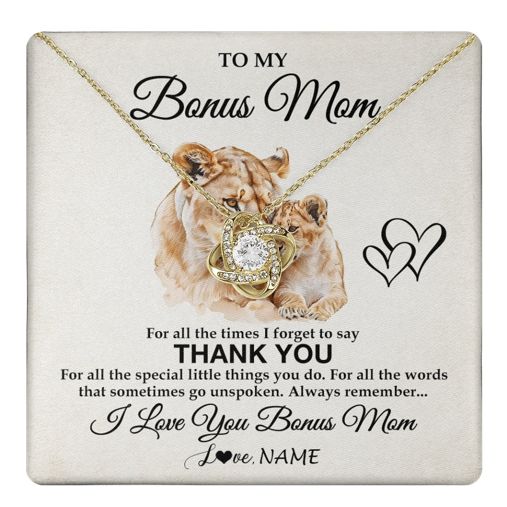 Personalized To My Bonus Mom Necklace From Stepdaughter Thank You Lion Stepmom Gift For Mothers Day Birthday Gift Christmas For Step Mom Gift Box Message Card