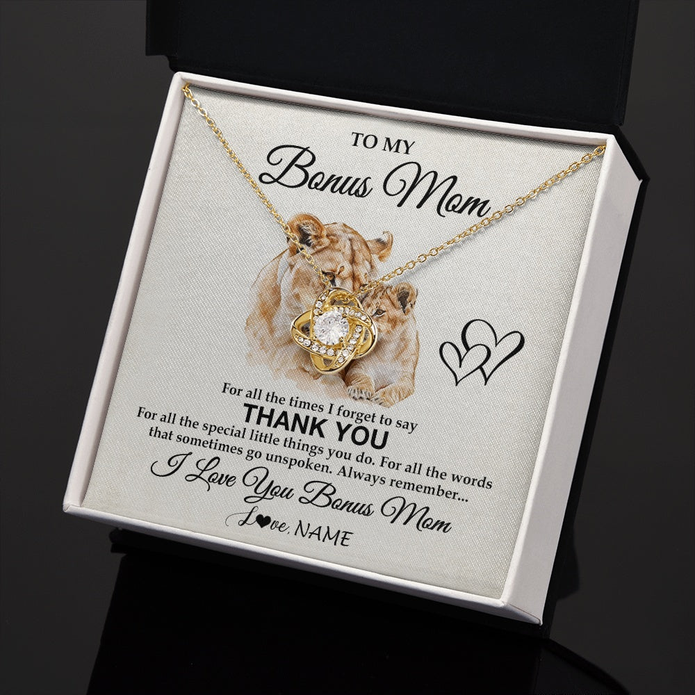 Personalized To My Bonus Mom Necklace From Stepdaughter Thank You Lion Stepmom Gift For Mothers Day Birthday Gift Christmas For Step Mom Gift Box Message Card