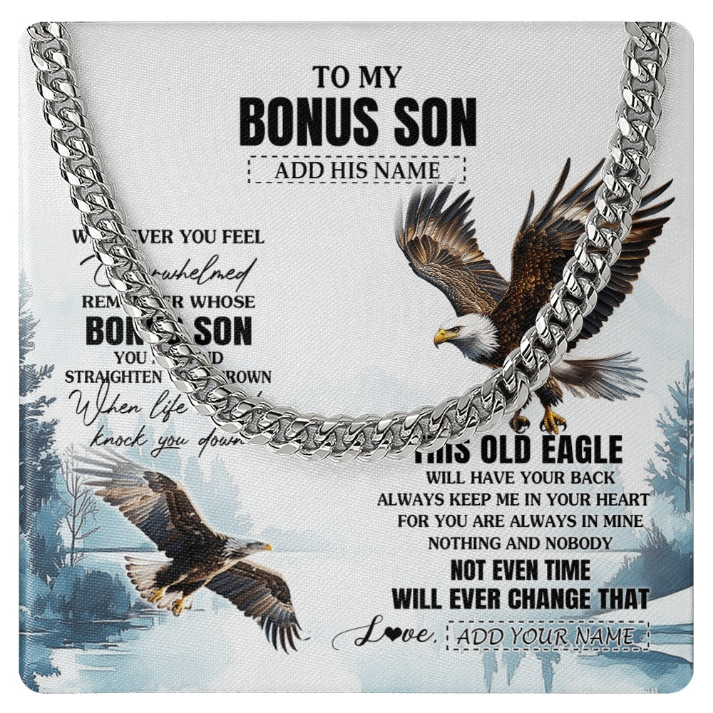 Personalized To My Bonus Son Gifts Necklace From Stepmom Stepdad Whenever Eagle Unique Birthday Gifts For Stepson Christmas Jewelry Gift Box Message Card