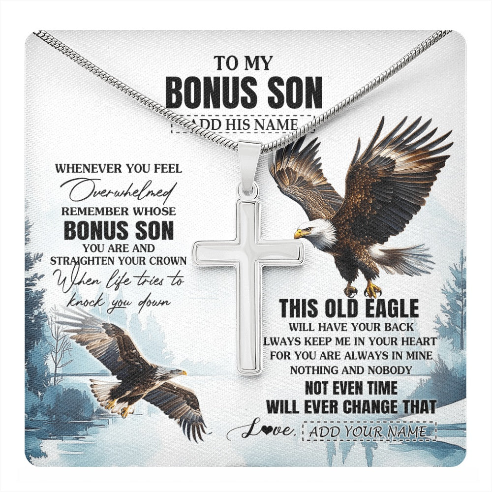 Personalized To My Bonus Son Gifts Necklace From Stepmom Stepdad Whenever Eagle Unique Birthday Gifts For Stepson Christmas Jewelry Gift Box Message Card