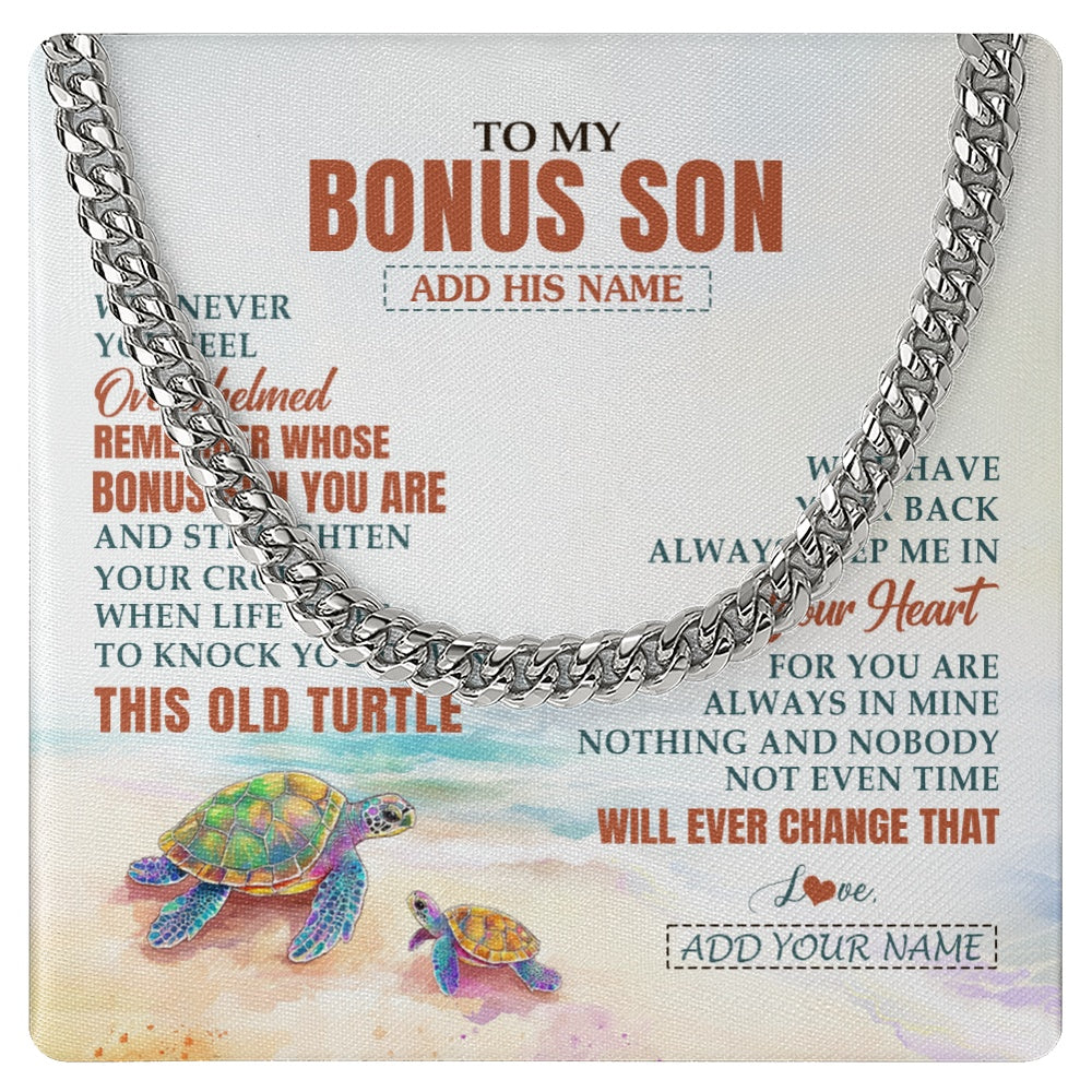 Personalized To My Bonus Son Gifts Necklace From Stepmom Stepdad Whenever Turtle Unique Birthday Gifts For Stepson Christmas Custom Gift Box Message Card