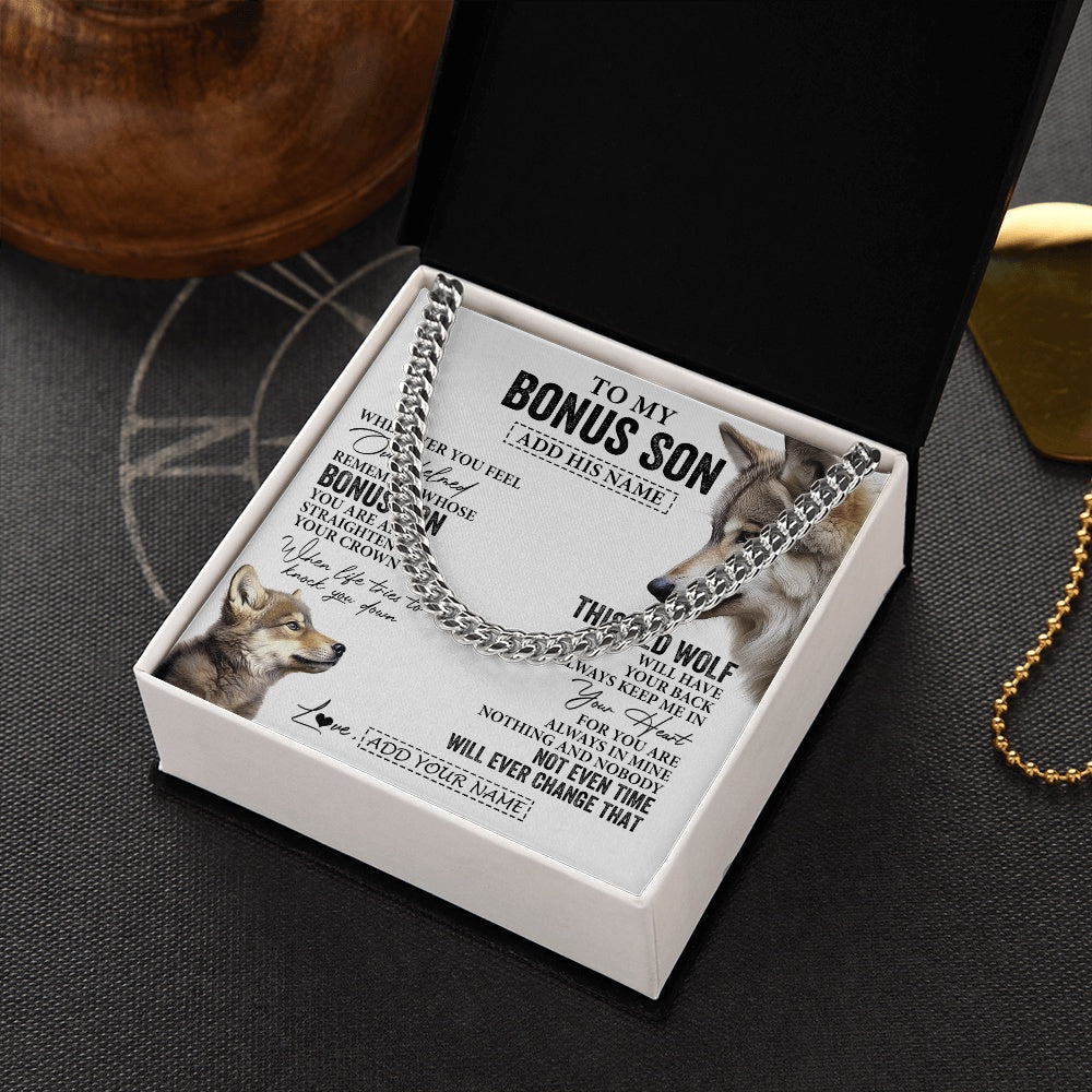 Personalized To My Bonus Son Gifts Necklace From Stepmom Stepdad Whenever Wolf Unique Birthday For Stepson Graduation Christmas Custom Gift Box Message Card
