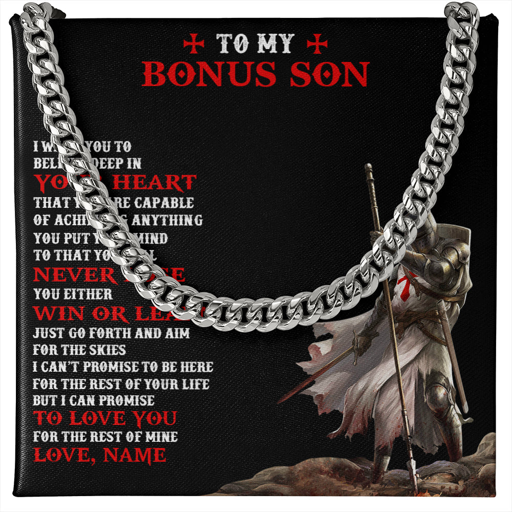 Personalized To My Bonus Son Knight Templar Necklace From Stepdad Stepmom You Will Never Lose Stepson Birthday Gifts Christmas Customized Gift Box Message Card