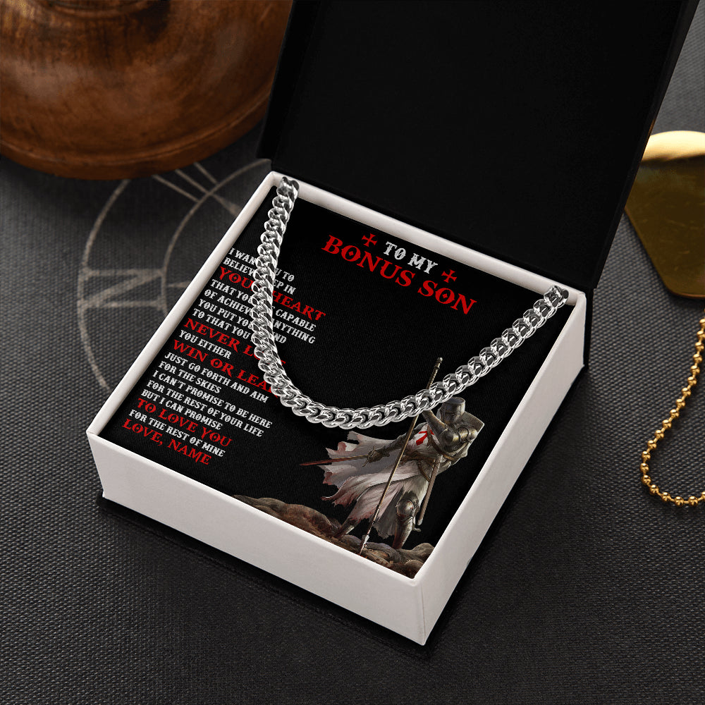 Personalized To My Bonus Son Knight Templar Necklace From Stepdad Stepmom You Will Never Lose Stepson Birthday Gifts Christmas Customized Gift Box Message Card