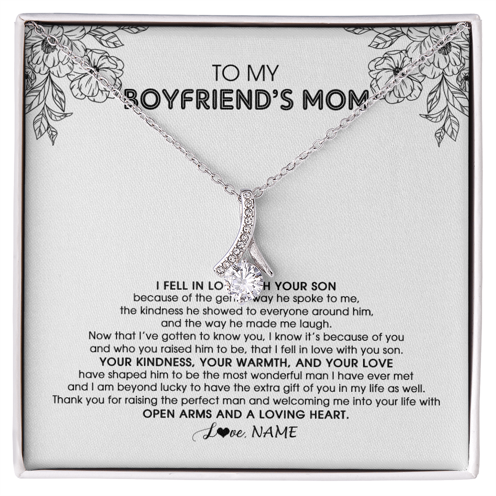 Personalized To My Boyfriend's Mom Necklace I Fell In Love With Your Son Boyfriends Mom Mother's Day Birthday Pendant Jewelry Customized Gift Box Message Card