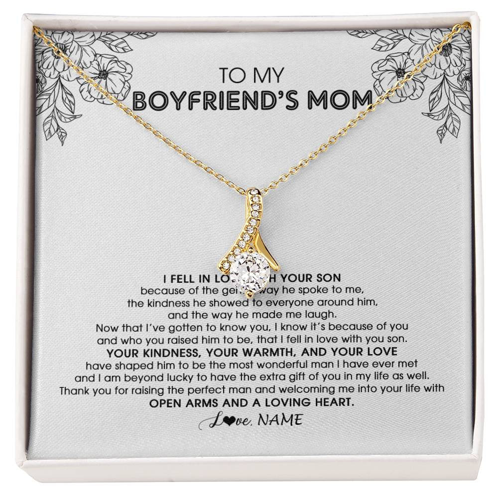 Personalized To My Boyfriend's Mom Necklace I Fell In Love With Your Son Boyfriends Mom Mother's Day Birthday Pendant Jewelry Customized Gift Box Message Card