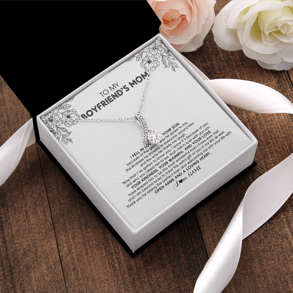 Personalized To My Boyfriend's Mom Necklace I Fell In Love With Your Son Boyfriends Mom Mother's Day Birthday Pendant Jewelry Customized Gift Box Message Card