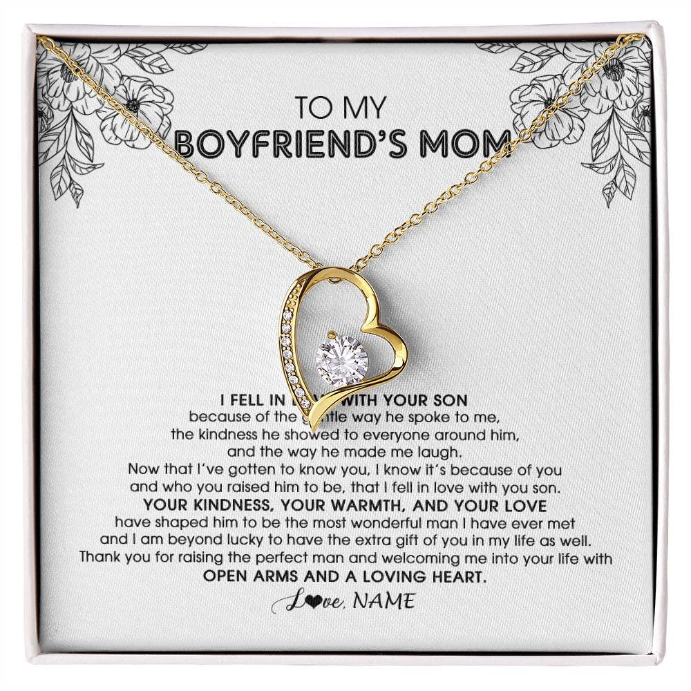 Personalized To My Boyfriend's Mom Necklace I Fell In Love With Your Son Boyfriends Mom Mother's Day Birthday Pendant Jewelry Customized Gift Box Message Card