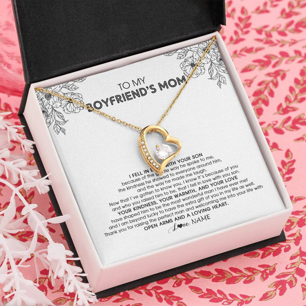Personalized To My Boyfriend's Mom Necklace I Fell In Love With Your Son Boyfriends Mom Mother's Day Birthday Pendant Jewelry Customized Gift Box Message Card