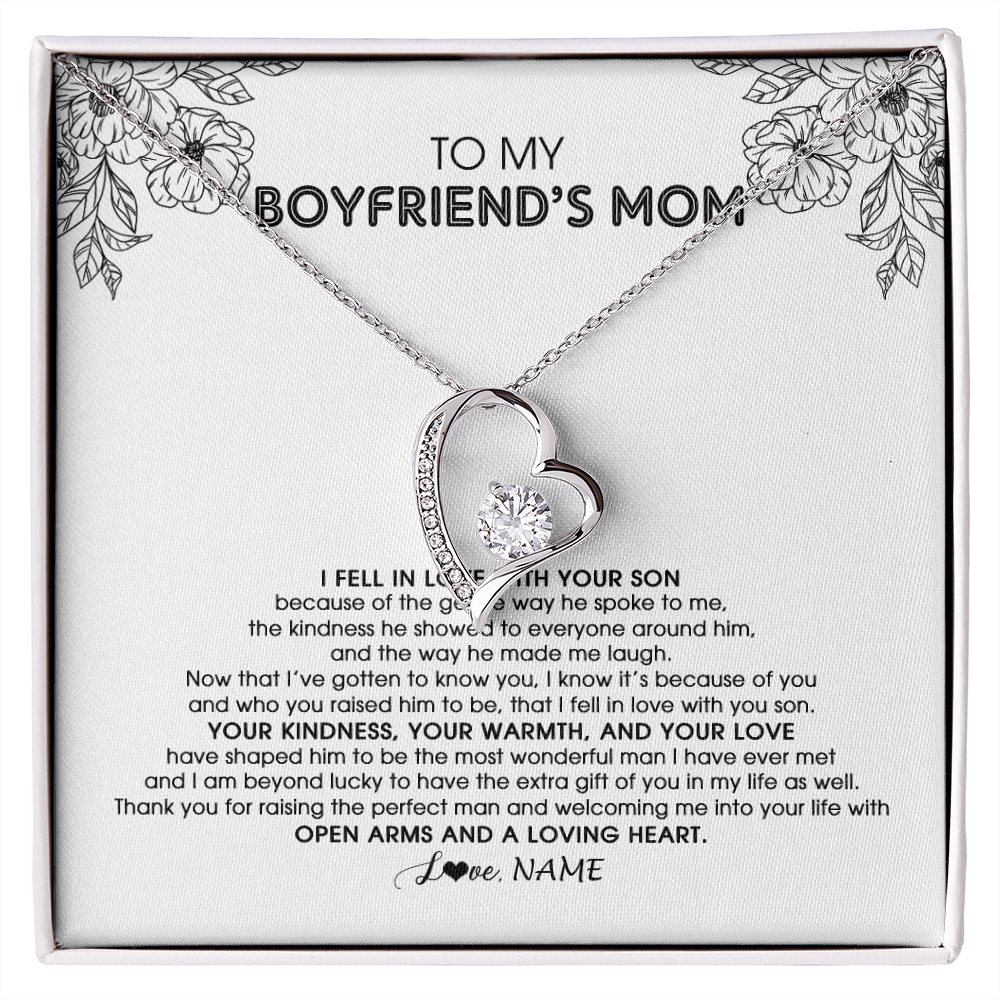 Personalized To My Boyfriend's Mom Necklace I Fell In Love With Your Son Boyfriends Mom Mother's Day Birthday Pendant Jewelry Customized Gift Box Message Card