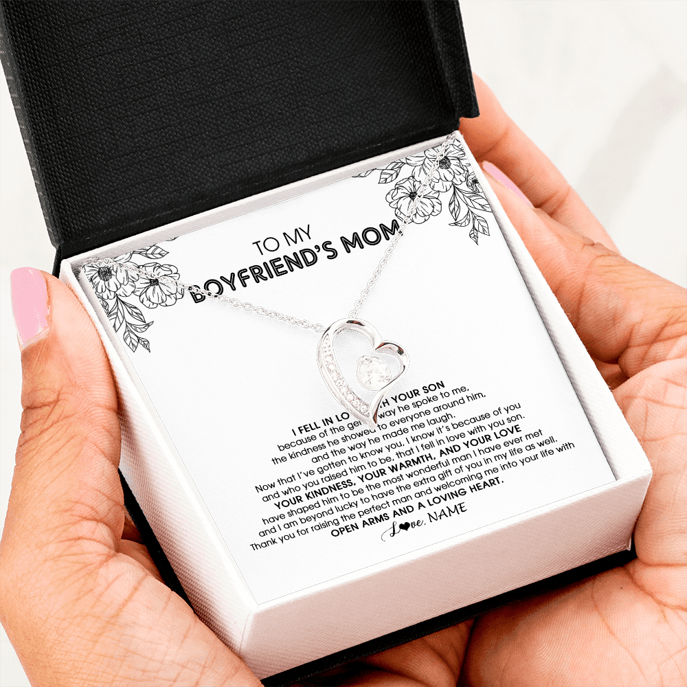Personalized To My Boyfriend's Mom Necklace I Fell In Love With Your Son Boyfriends Mom Mother's Day Birthday Pendant Jewelry Customized Gift Box Message Card
