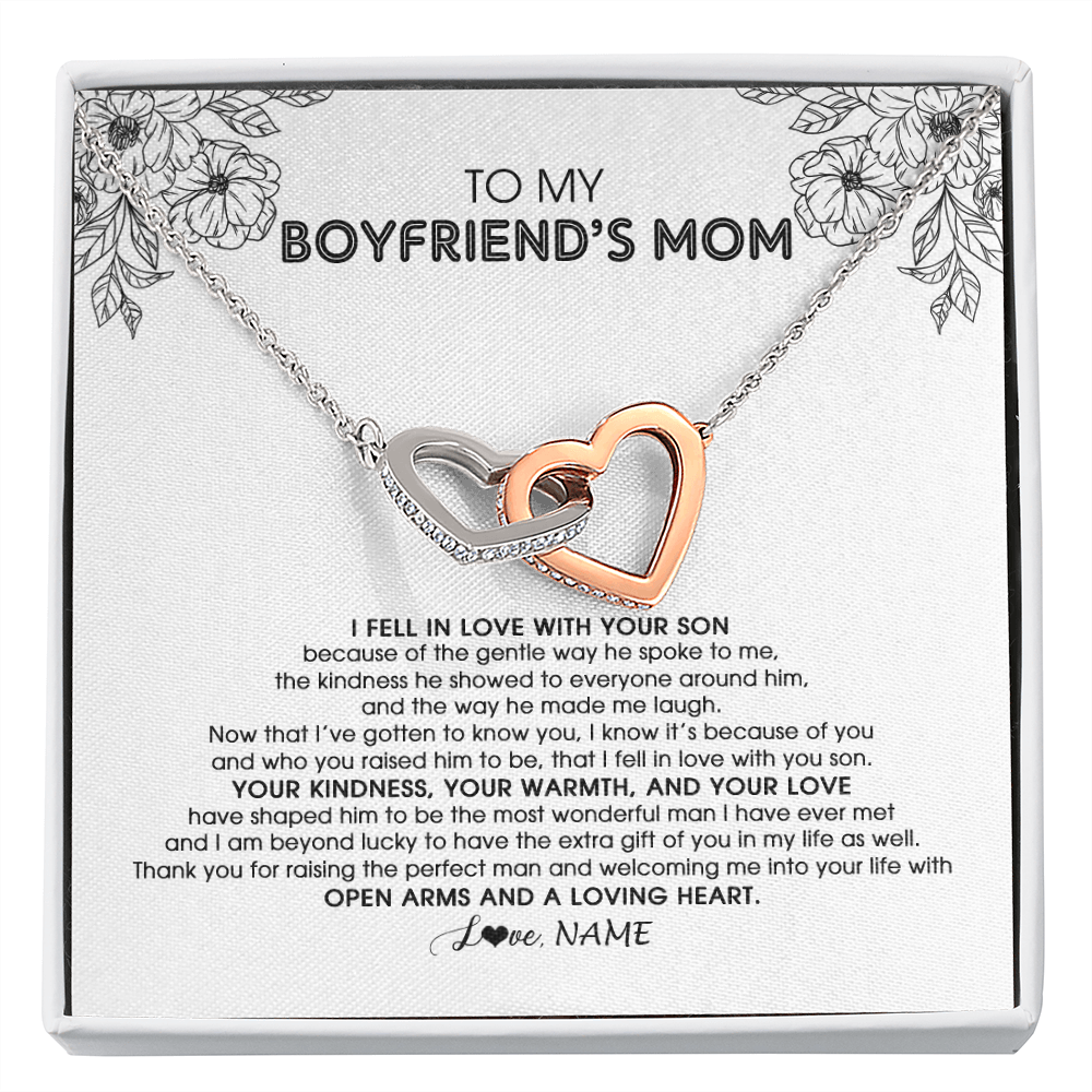 Personalized To My Boyfriend's Mom Necklace I Fell In Love With Your Son Boyfriends Mom Mother's Day Birthday Pendant Jewelry Customized Gift Box Message Card