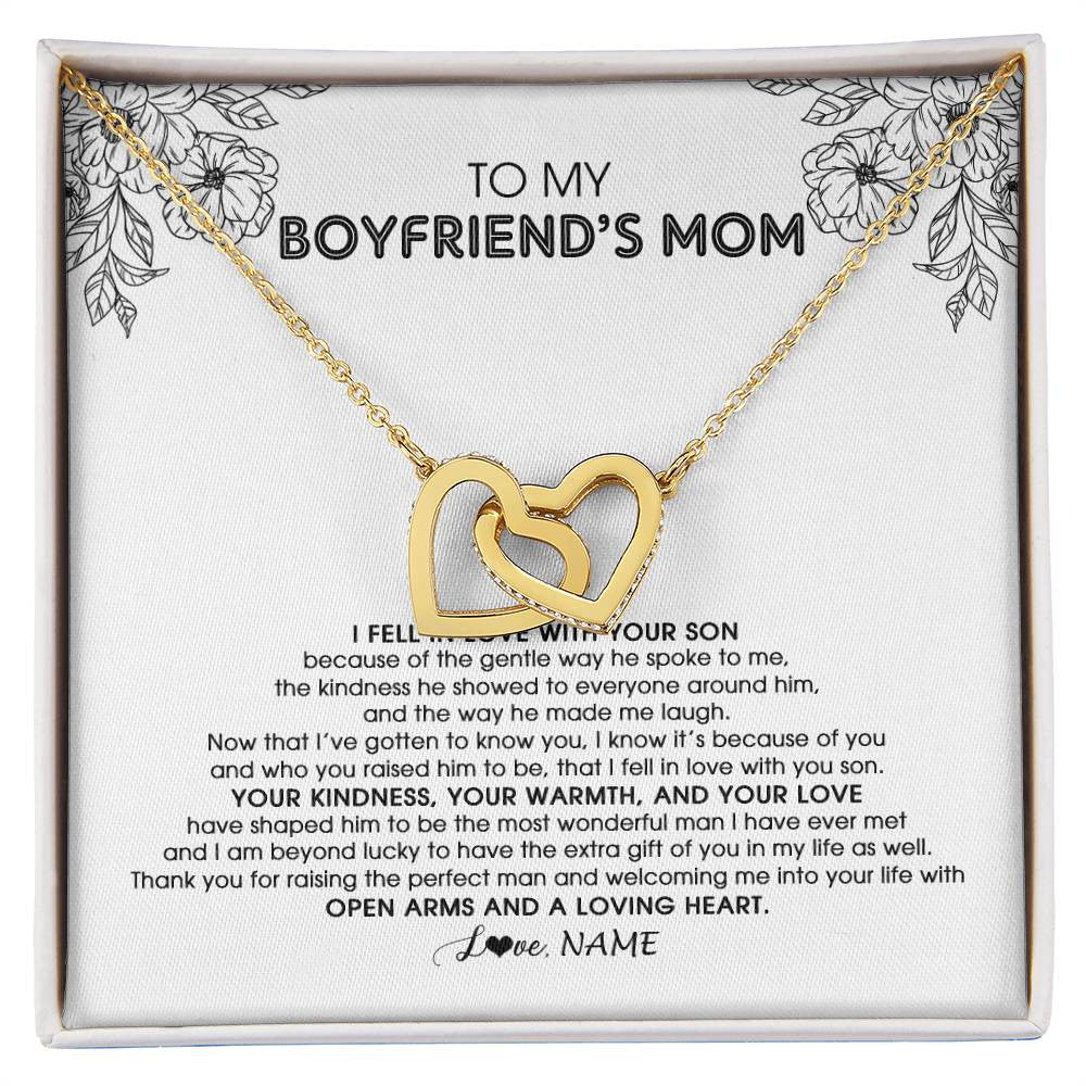 Personalized To My Boyfriend's Mom Necklace I Fell In Love With Your Son Boyfriends Mom Mother's Day Birthday Pendant Jewelry Customized Gift Box Message Card