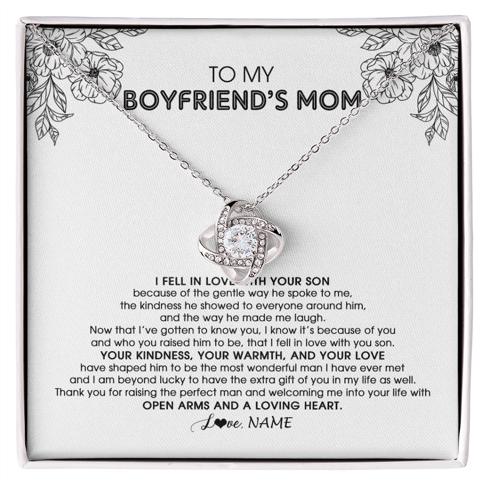 Personalized To My Boyfriend's Mom Necklace I Fell In Love With Your Son Boyfriends Mom Mother's Day Birthday Pendant Jewelry Customized Gift Box Message Card