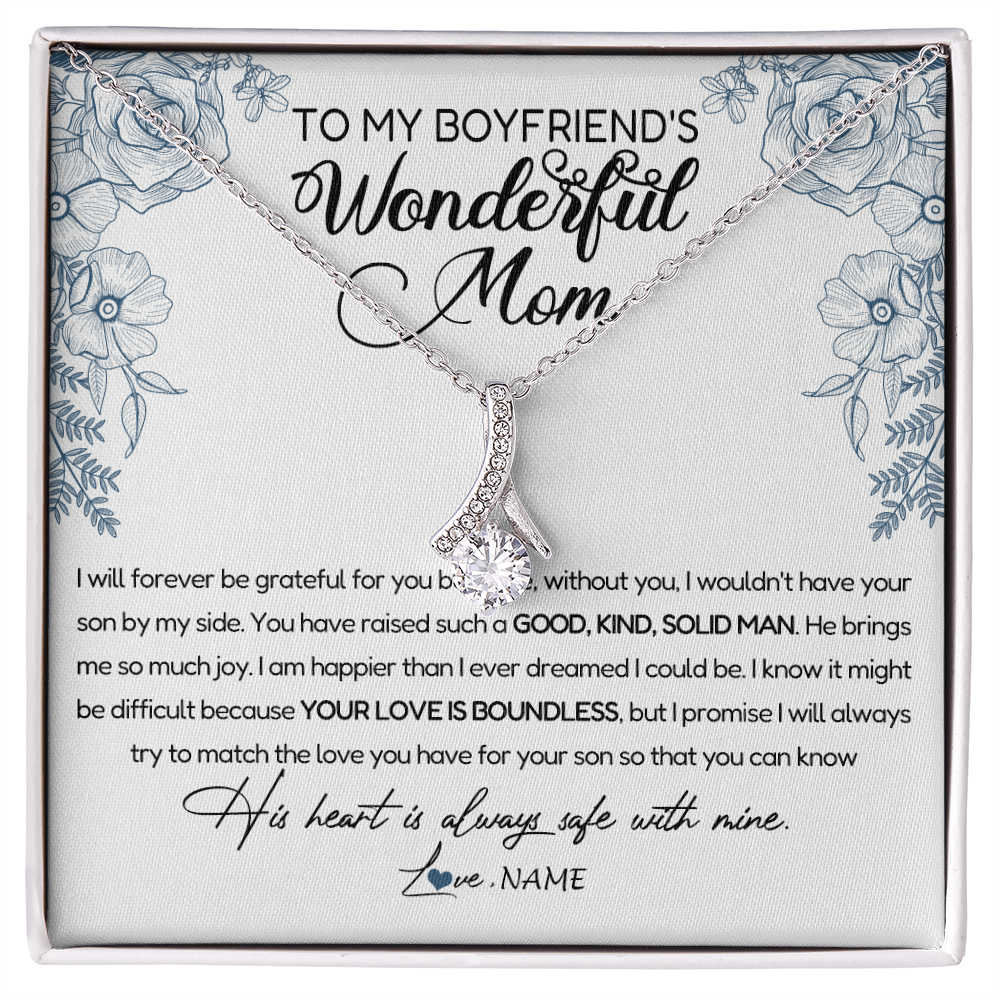 Personalized To My Boyfriend's Mom Necklace You Have Raised A Solid Man Boyfriends Mom Mother's Day Birthday Pendant Jewelry Customized Gift Box Message Card