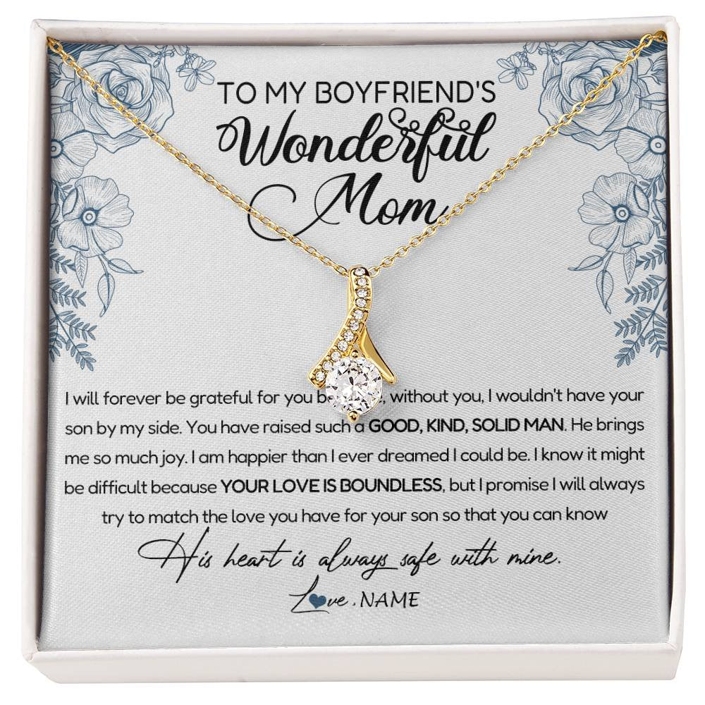 Personalized To My Boyfriend's Mom Necklace You Have Raised A Solid Man Boyfriends Mom Mother's Day Birthday Pendant Jewelry Customized Gift Box Message Card