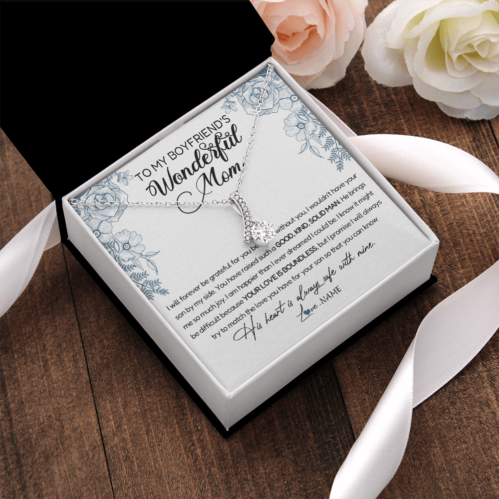 Personalized To My Boyfriend's Mom Necklace You Have Raised A Solid Man Boyfriends Mom Mother's Day Birthday Pendant Jewelry Customized Gift Box Message Card