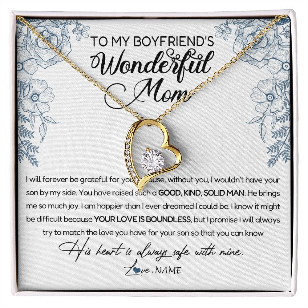 Personalized To My Boyfriend's Mom Necklace You Have Raised A Solid Man Boyfriends Mom Mother's Day Birthday Pendant Jewelry Customized Gift Box Message Card