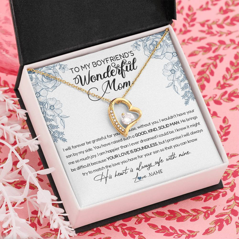 Personalized To My Boyfriend's Mom Necklace You Have Raised A Solid Man Boyfriends Mom Mother's Day Birthday Pendant Jewelry Customized Gift Box Message Card