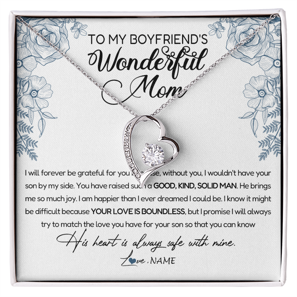 Personalized To My Boyfriend's Mom Necklace You Have Raised A Solid Man Boyfriends Mom Mother's Day Birthday Pendant Jewelry Customized Gift Box Message Card