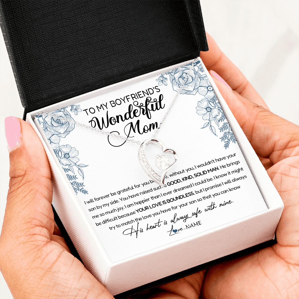 Personalized To My Boyfriend's Mom Necklace You Have Raised A Solid Man Boyfriends Mom Mother's Day Birthday Pendant Jewelry Customized Gift Box Message Card