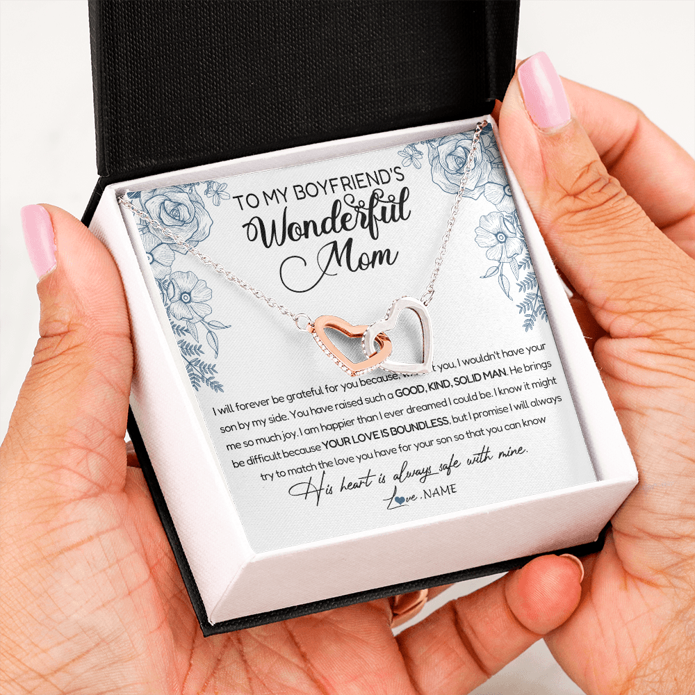 Personalized To My Boyfriend's Mom Necklace You Have Raised A Solid Man Boyfriends Mom Mother's Day Birthday Pendant Jewelry Customized Gift Box Message Card