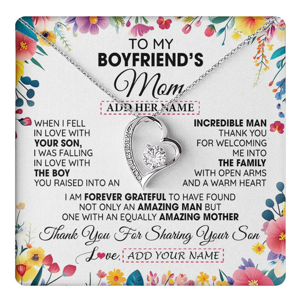 Personalized To My Boyfriends Mom Gifts Necklace Mothers Day Gifts For Boyfriends Mom From Girlfriend Mother In Law Birthday Christmas Gift Box Message Card