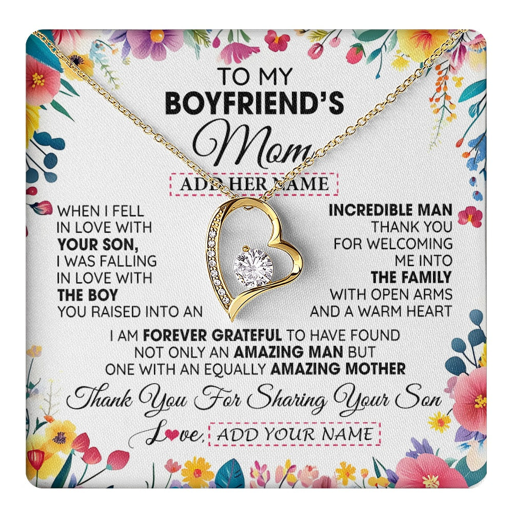 Personalized To My Boyfriends Mom Gifts Necklace Mothers Day Gifts For Boyfriends Mom From Girlfriend Mother In Law Birthday Christmas Gift Box Message Card