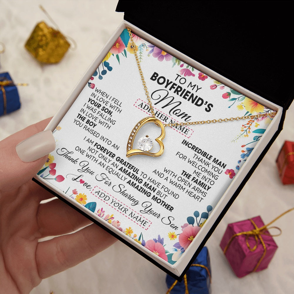 Personalized To My Boyfriends Mom Gifts Necklace Mothers Day Gifts For Boyfriends Mom From Girlfriend Mother In Law Birthday Christmas Gift Box Message Card