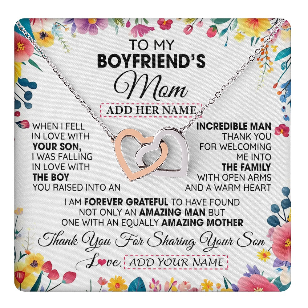 Personalized To My Boyfriends Mom Gifts Necklace Mothers Day Gifts For Boyfriends Mom From Girlfriend Mother In Law Birthday Christmas Gift Box Message Card