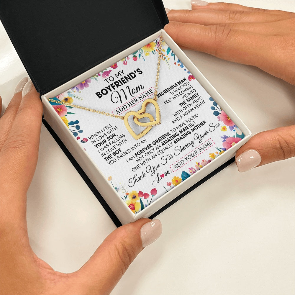 Personalized To My Boyfriends Mom Gifts Necklace Mothers Day Gifts For Boyfriends Mom From Girlfriend Mother In Law Birthday Christmas Gift Box Message Card