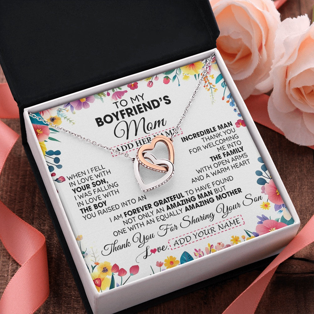 Personalized To My Boyfriends Mom Gifts Necklace Mothers Day Gifts For Boyfriends Mom From Girlfriend Mother In Law Birthday Christmas Gift Box Message Card