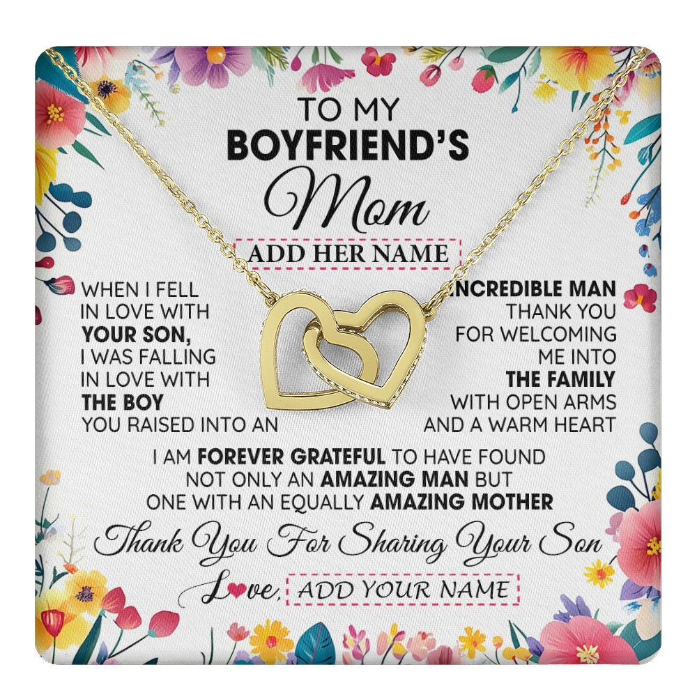 Personalized To My Boyfriends Mom Gifts Necklace Mothers Day Gifts For Boyfriends Mom From Girlfriend Mother In Law Birthday Christmas Gift Box Message Card