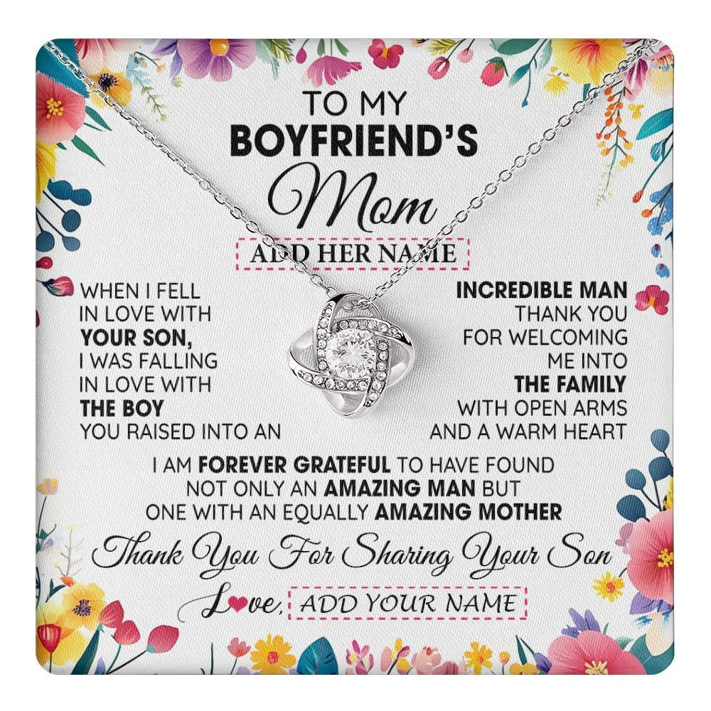 Personalized To My Boyfriends Mom Gifts Necklace Mothers Day Gifts For Boyfriends Mom From Girlfriend Mother In Law Birthday Christmas Gift Box Message Card