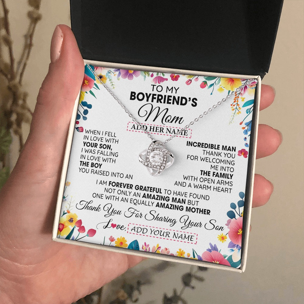 Personalized To My Boyfriends Mom Gifts Necklace Mothers Day Gifts For Boyfriends Mom From Girlfriend Mother In Law Birthday Christmas Gift Box Message Card