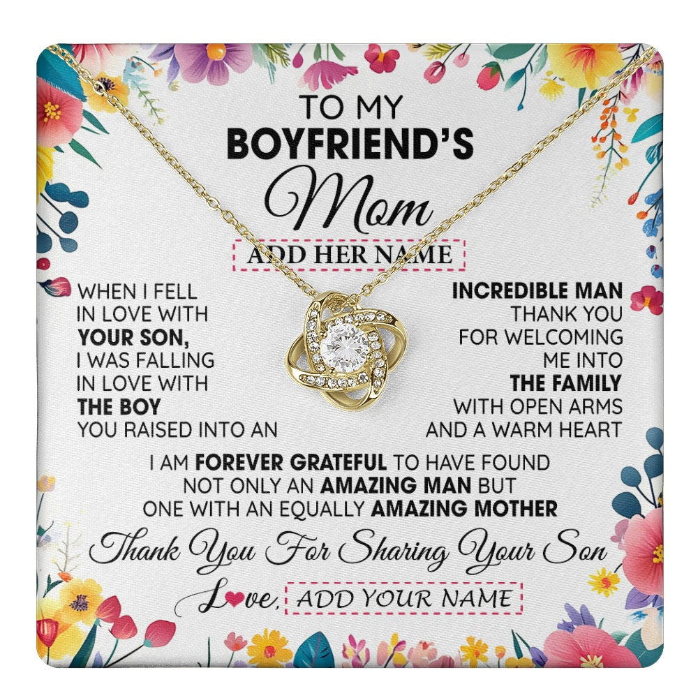 Personalized To My Boyfriends Mom Gifts Necklace Mothers Day Gifts For Boyfriends Mom From Girlfriend Mother In Law Birthday Christmas Gift Box Message Card