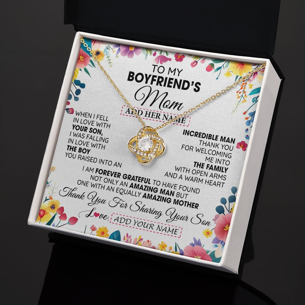 Personalized To My Boyfriends Mom Gifts Necklace Mothers Day Gifts For Boyfriends Mom From Girlfriend Mother In Law Birthday Christmas Gift Box Message Card