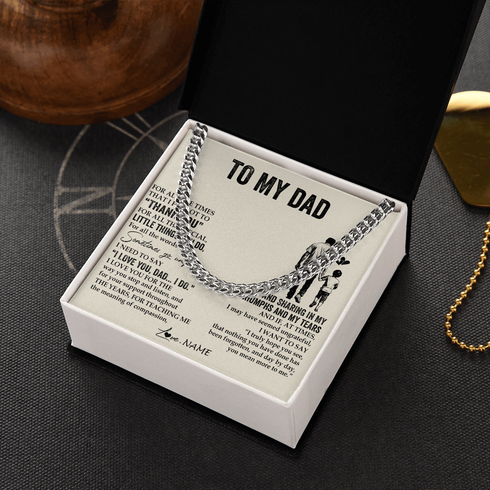 Personalized To My Dad Necklace From Son For All The Times That I Forgot To Thank You Dad Birthday Fathers Day Christmas Customized Gift Box Message Card