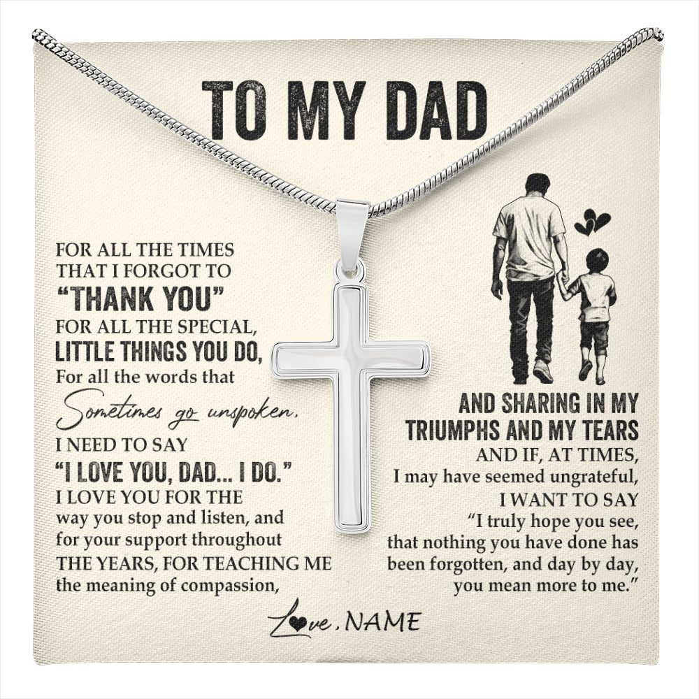 Personalized To My Dad Necklace From Son For All The Times That I Forgot To Thank You Dad Birthday Fathers Day Christmas Customized Gift Box Message Card
