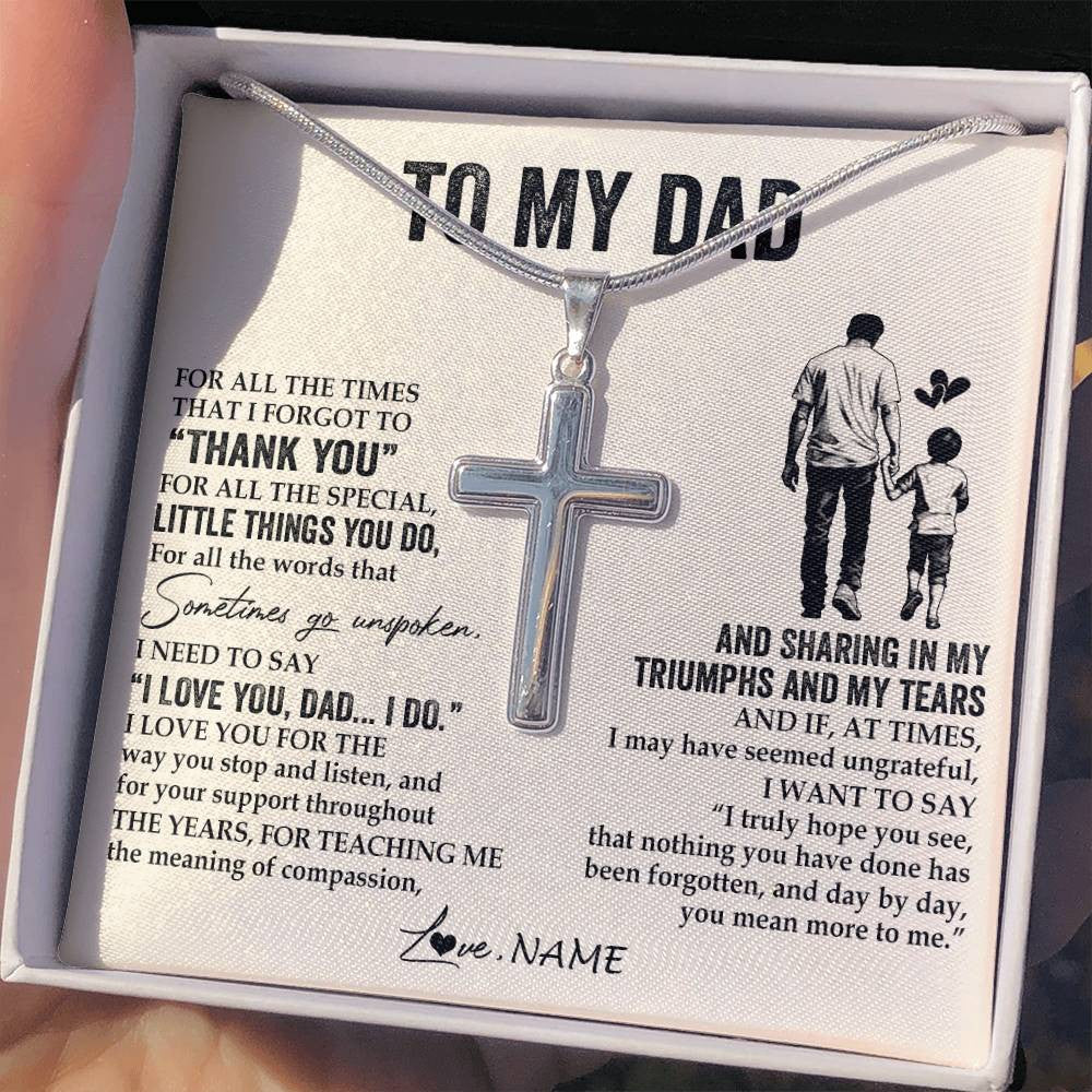 Personalized To My Dad Necklace From Son For All The Times That I Forgot To Thank You Dad Birthday Fathers Day Christmas Customized Gift Box Message Card