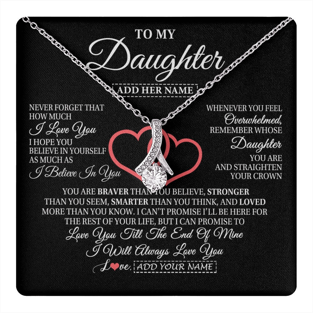 Personalized To My Daughter Birthday Gifts From Mom Dad Mother Always Love You Daughter Necklace Gifts Jewelry Christmas Custom Gift Box Message Card