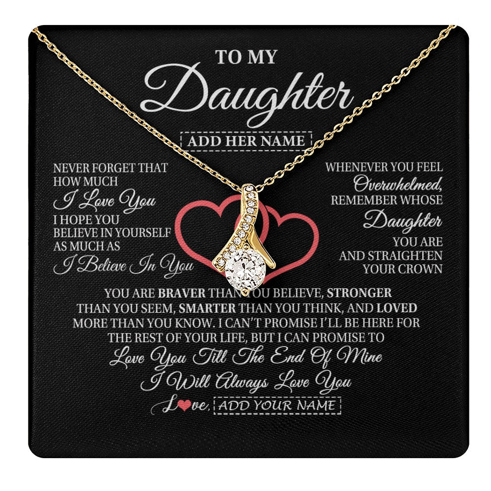 Personalized To My Daughter Birthday Gifts From Mom Dad Mother Always Love You Daughter Necklace Gifts Jewelry Christmas Custom Gift Box Message Card