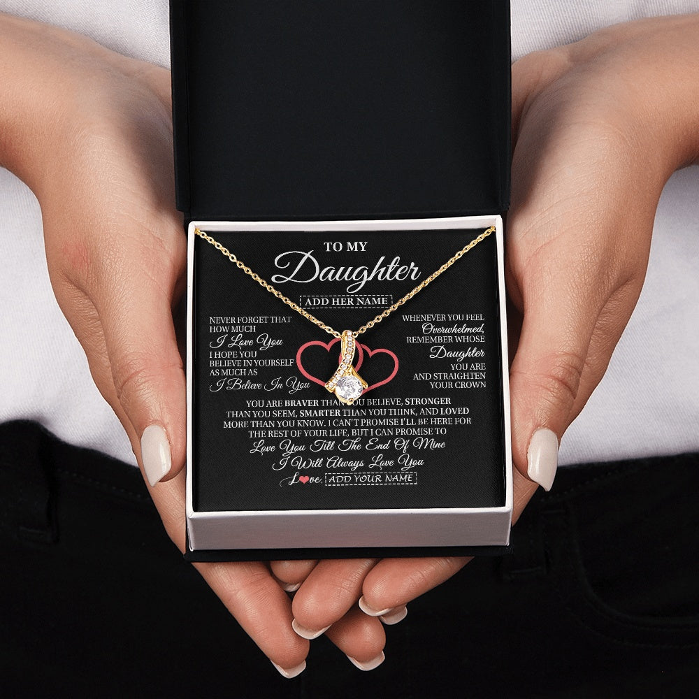 Personalized To My Daughter Birthday Gifts From Mom Dad Mother Always Love You Daughter Necklace Gifts Jewelry Christmas Custom Gift Box Message Card