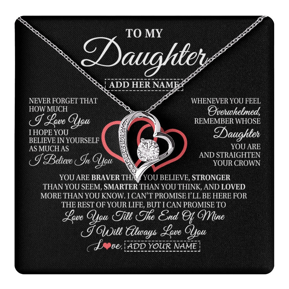 Personalized To My Daughter Birthday Gifts From Mom Dad Mother Always Love You Daughter Necklace Gifts Jewelry Christmas Custom Gift Box Message Card