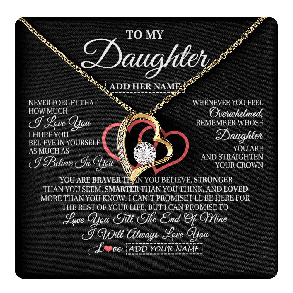 Personalized To My Daughter Birthday Gifts From Mom Dad Mother Always Love You Daughter Necklace Gifts Jewelry Christmas Custom Gift Box Message Card