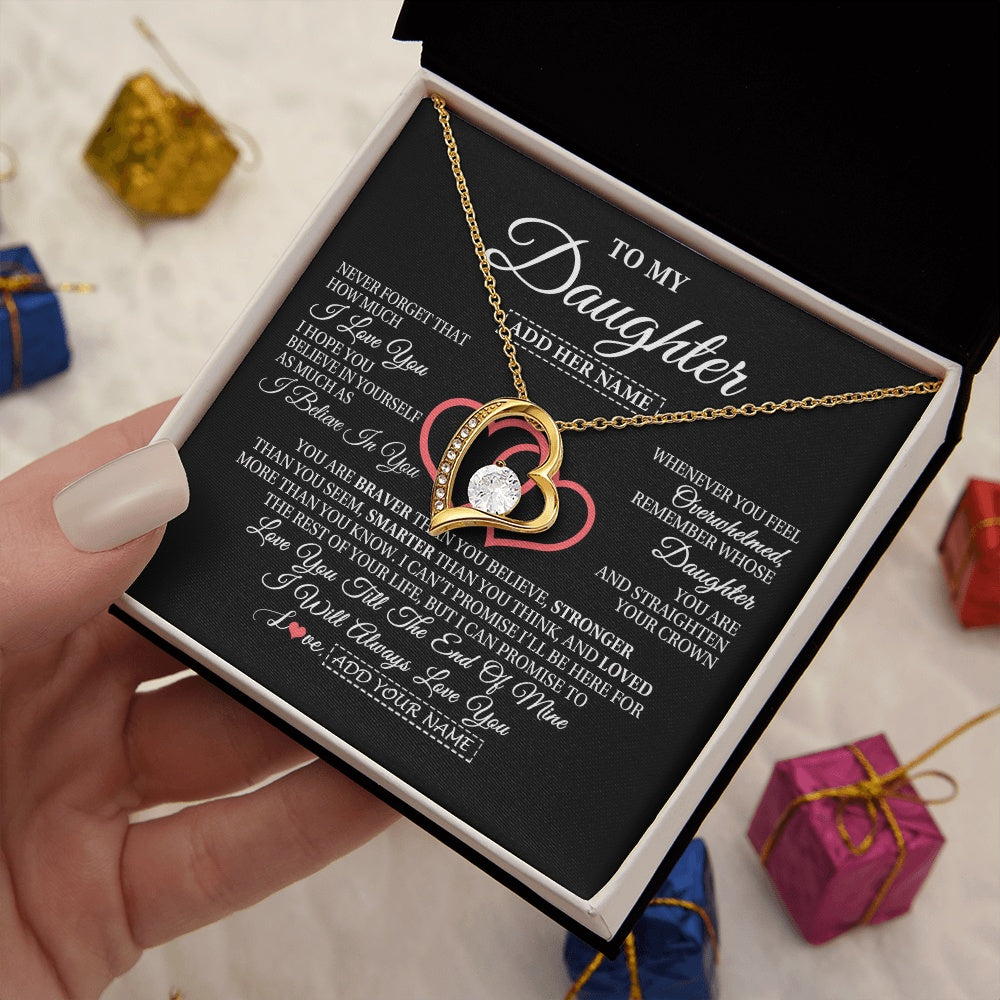 Personalized To My Daughter Birthday Gifts From Mom Dad Mother Always Love You Daughter Necklace Gifts Jewelry Christmas Custom Gift Box Message Card